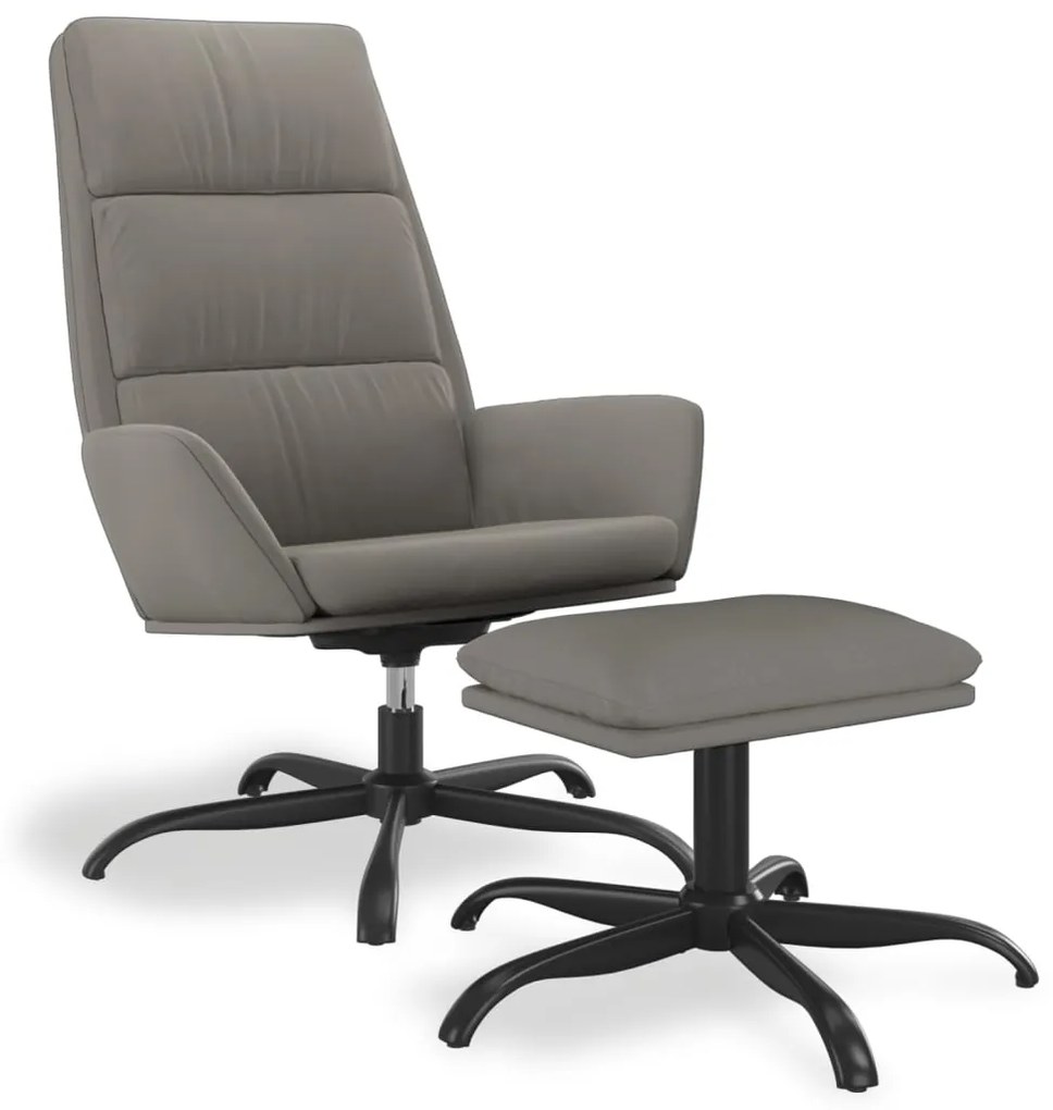 3097897 vidaXL Scaun de relaxare cu taburet, gri deschis, catifea