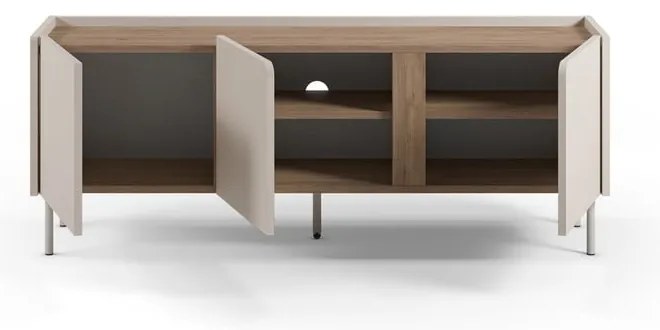 Comodă TV crem/în culoare naturală cu aspect de lemn de stejar 140x53x35 cm Lucile – Marckeric