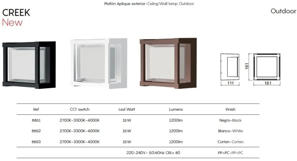 Aplica LED CCT iluminat exterior IP65 CREEK, alba MA-8852