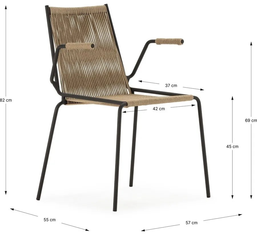 Scaune de dining bej cu cotiere/stivuibile 2 buc. din metal Emily – Marckeric
