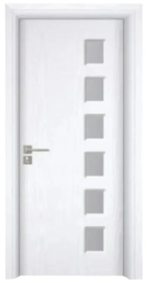 Usa Interior din MDF Novo Doors ND319, Cadru din Lemn Masiv, Geam Sablat, KIT COMPLET, Toc , Manere si balamale incluse (Culoare: Alb, Dimensiune: 80