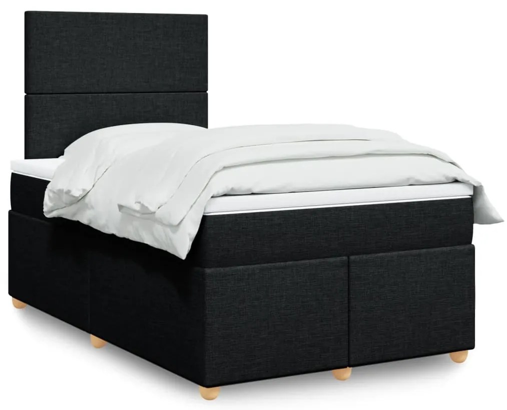 vidaXL Pat box spring cu saltea, negru, 120x190 cm, catifea