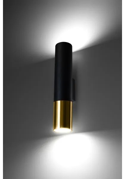 Aplică LOOPEZ 2xGU10/40W/230V neagră/aurie Sollux SL.0950