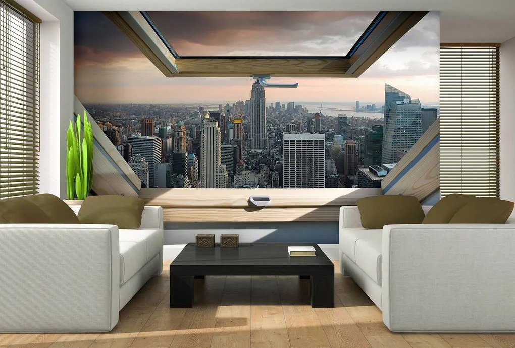 Fototapet - New York - privire panoamatică din geam (152,5x104 cm)