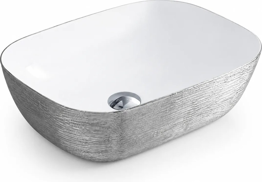 Lavoar baie pe blat 8217PS ceramica alba premium Argintiu