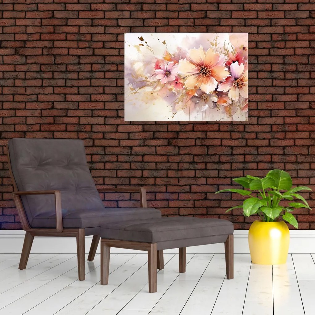 Tablou pe sticlă - Flori (70x50 cm)