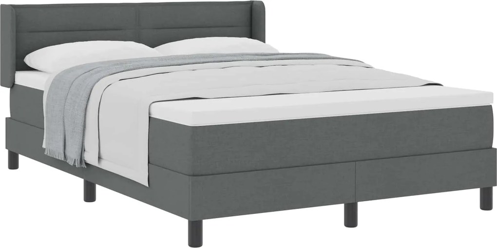 vidaXL Pat cu arcuri cu saltea Gri închis 190 x 140 cm țesătură