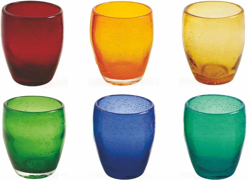 Set 6 pahare colorate din sticlă suflată Villa d'Este Rainbow, 280 ml