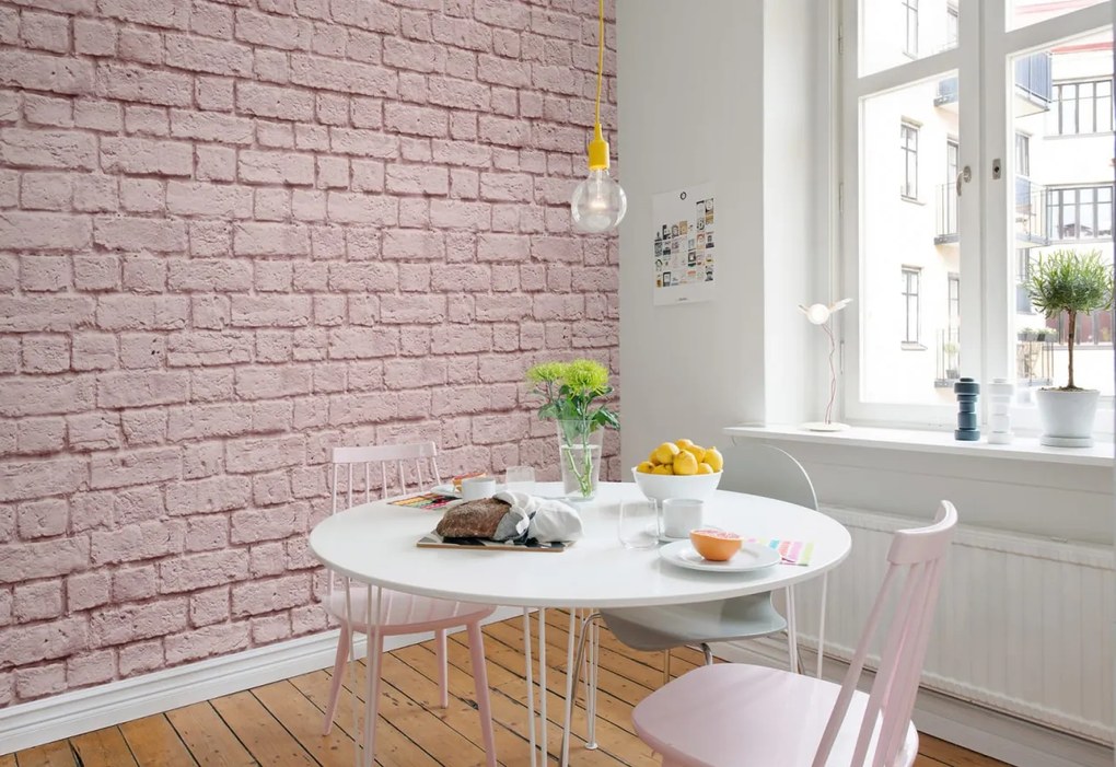 Tapet Soft Bricks, Pink, Rebel Walls