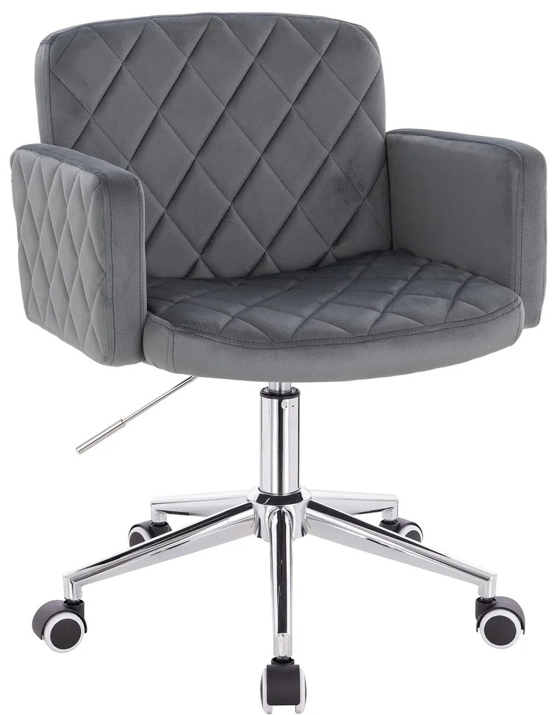 HR802K Scaun Grafit din Catifea cu Bază Cromata