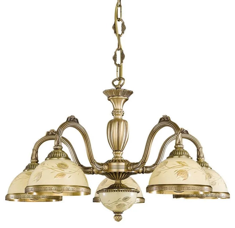 Candelabru cu 5 brate din alama cu sticla decorata design italian 6208