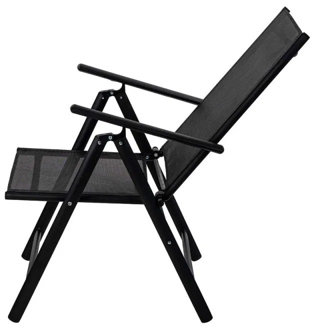 Scaun metalic pliabil Muhler 1005248, 7 pozitii, Spatar si scaun din material textil, Negru