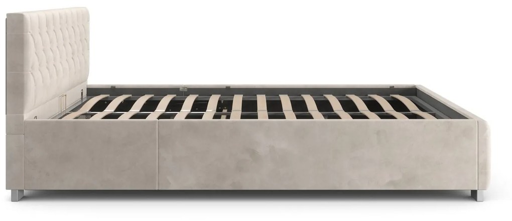 Pat tapitat Nizza 180 x 200 cm cu iluminare LED de culoare bej