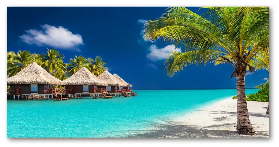 Tablou sticlă acrilică Bungalow-uri maldive
