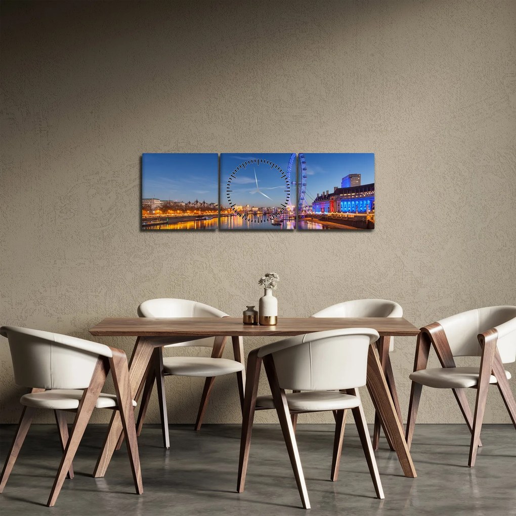 Tablou London Eye (cu ceas) (90x30 cm)