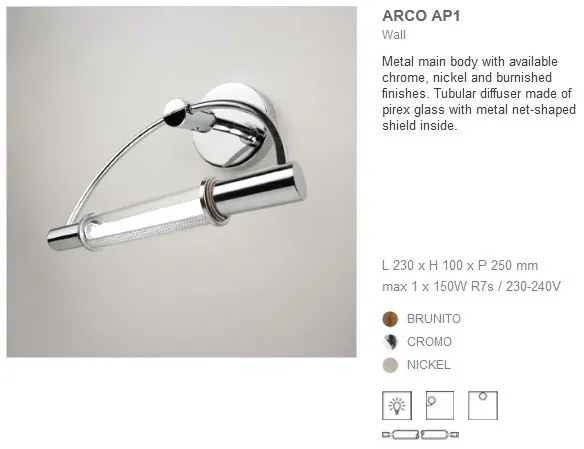 Aplica de perete tablou, oglinda de baie ARCO AP1 crom 008905
