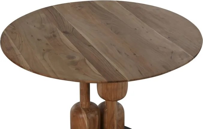 Masă rotundă de dining din lemn de acacia și metal , finisaj natur