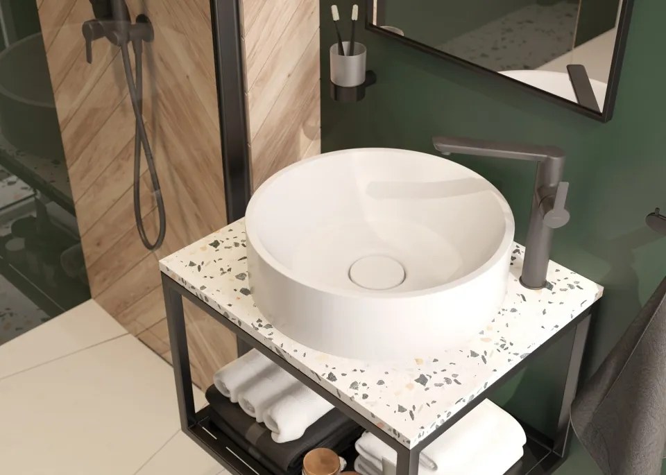 🚰 Baterie înaltă pentru chiuvetă ARIKA – Finisaj Titan – Cod BQA_D20K