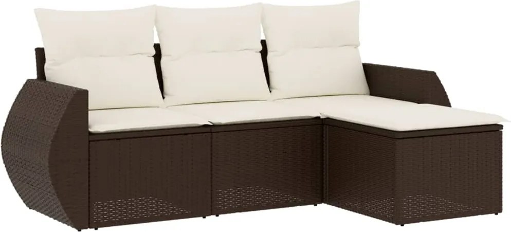 vidaXL Set canapele de grădină, 4 piese, cu perne, maro poliratan maro