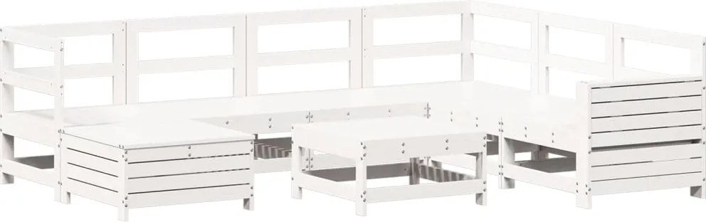 vidaXL Set canapea de grădină, 8 piese, alb, lemn masiv de pin