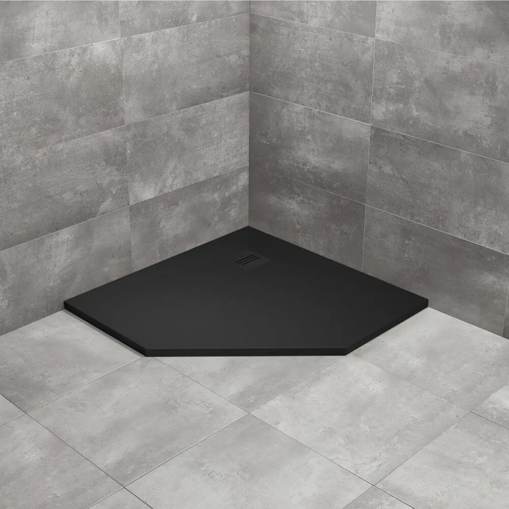 Cadita dus compozit pentagonala Radaway Kyntos PT 100x100 cm negru