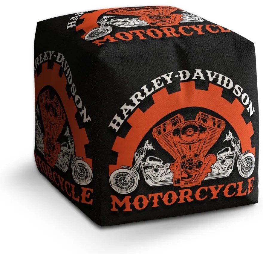 Taburet Cube Harley-Davidson motor, negru / roșu