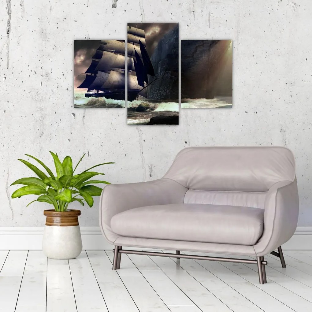 Tablou - Navă printre recife (90x60 cm)