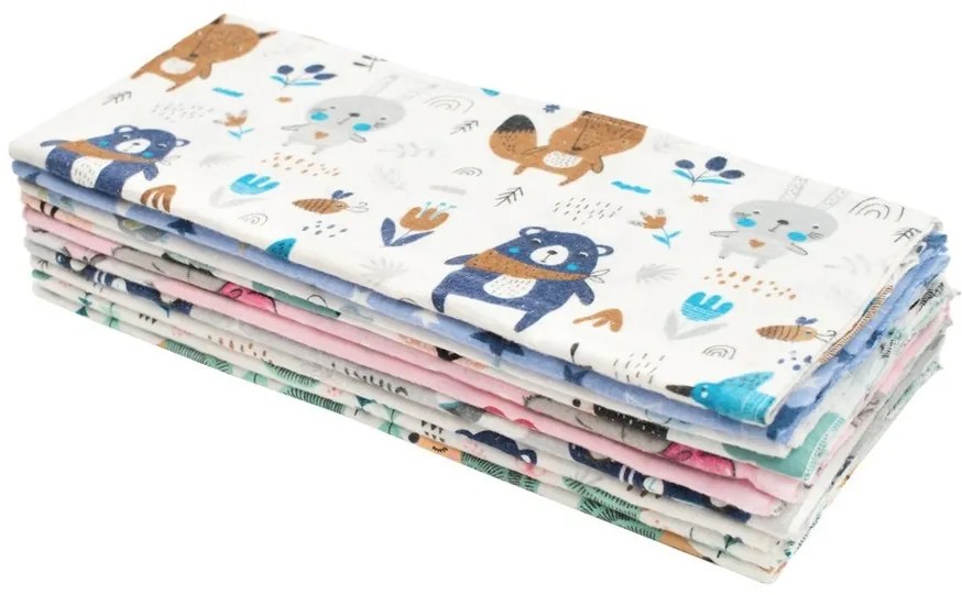 New Baby Scutece din flanel cu imprimeu Standard, 70 x 80 cm, set 10 buc.