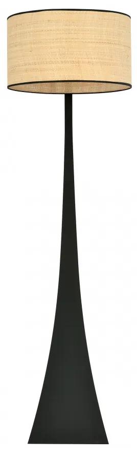 Lampadar modern negru cu abajur din ratan Estrella