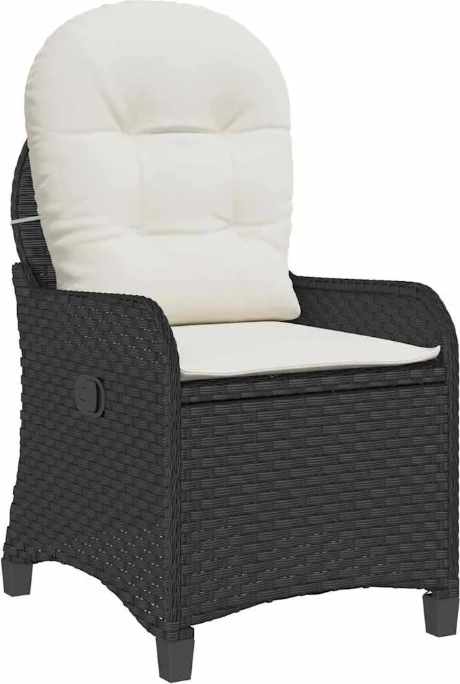 vidaXL Fotoliu recliner cu pernă Negru 56 x 66 x 95 cm poliratan