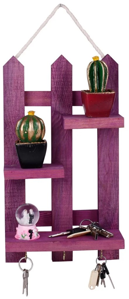 Suport chei din lemn 213Mo Violet 40x23x9 cm