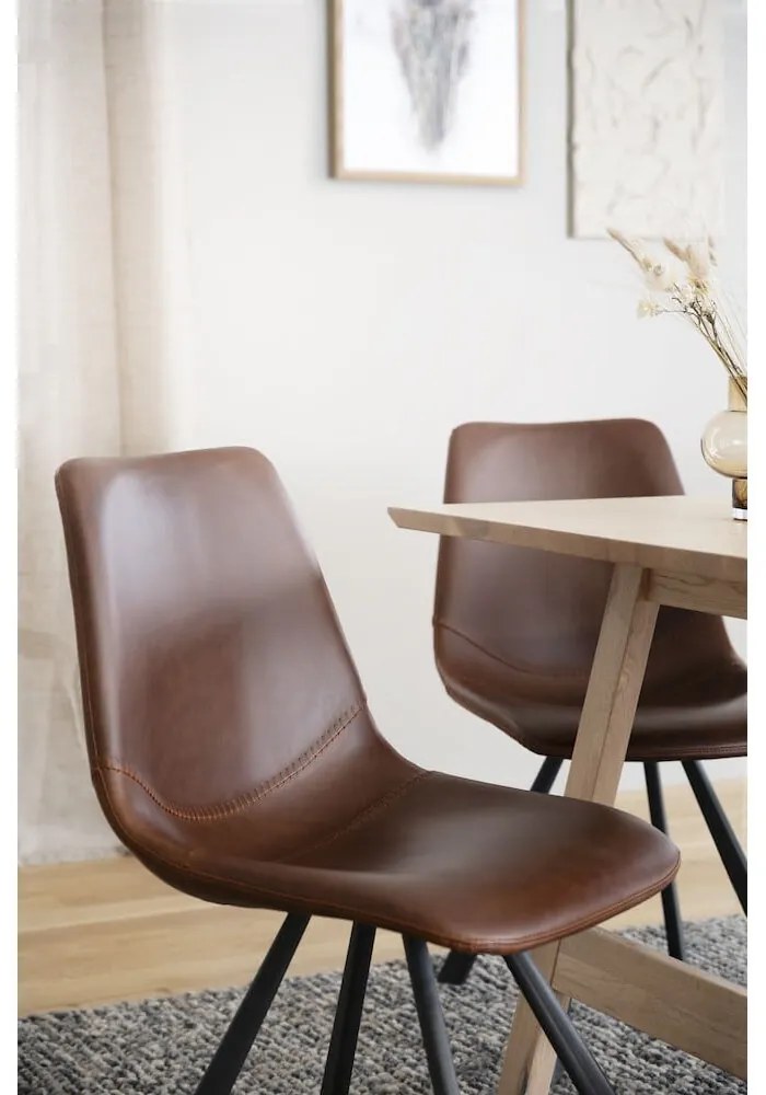 Scaun de dining cu picioare negre Rowico Alpha, maro