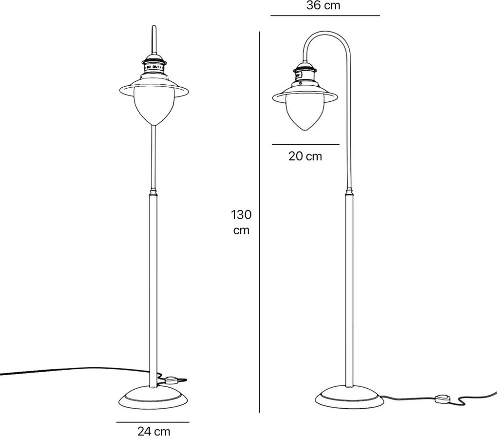 Lampa de podea stil nautic din alama si sticla Al Mare