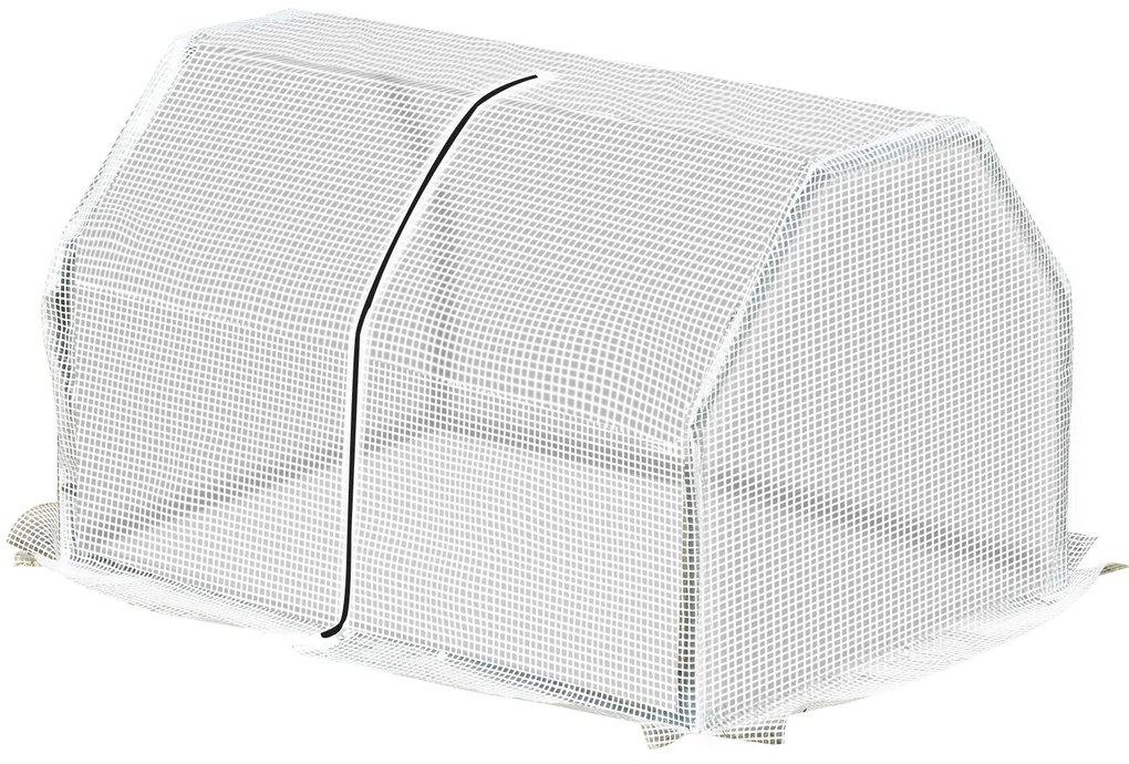 Mini Seră Outsunny pentru grădină și balcon din plastic PE și oțel cu închidere cu fermoar, 99x71x60 cm, de culoare alb transparent | Aosom Romania