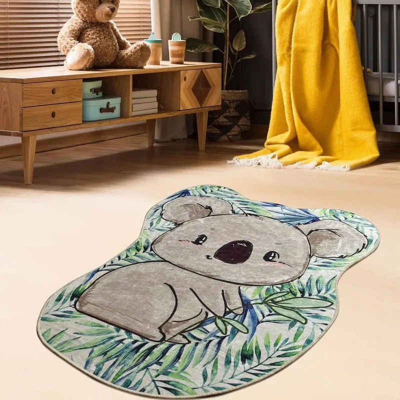 Covor Chilai Home 876CHL1234, 120x160 cm, Fire de catifea antibacteriene, Gri/Verde