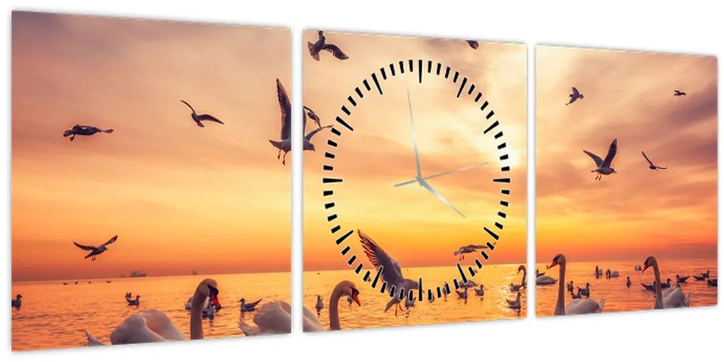 Tablou - Lebedă (cu ceas) (90x30 cm)