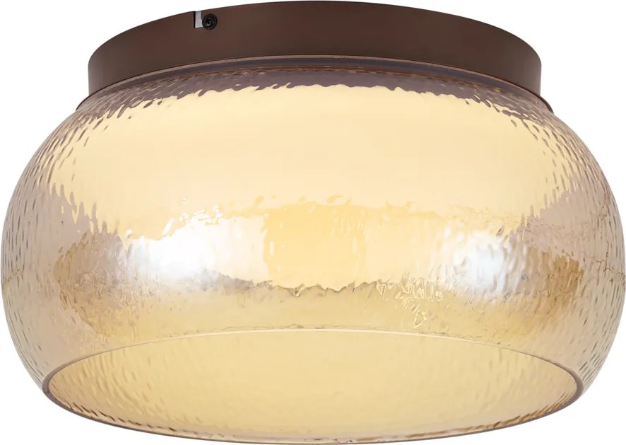 Plafonieră Art Deco maro cu sticlă chihlimbarie, cu LED reglabil în 3 trepte - Thimble