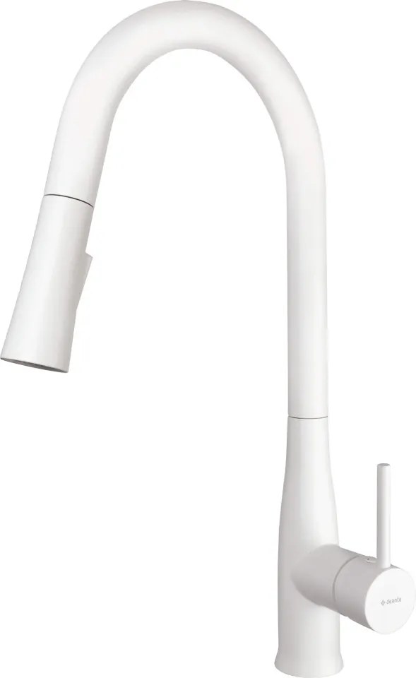 Lukrecja Baterie pentru bucătărie, cu pipă extractibilă - 2 Funcții Finisaj: Alb BDH_A72M