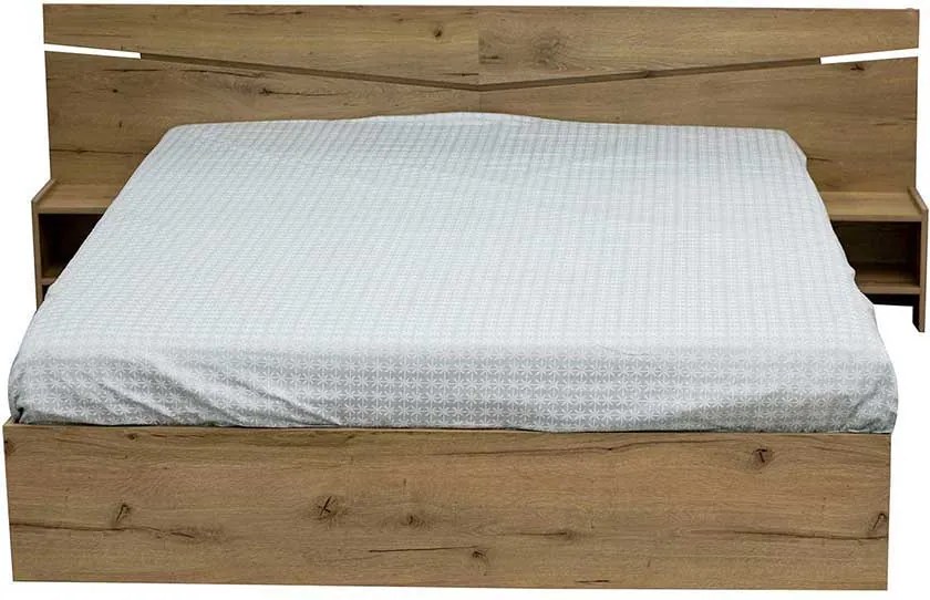 SET PAT MATRIMONIAL ELION,226X206X78 (160X200) CM,2 NOPTIERE INCLUSE,CULOARE STEJAR AURIU,PAL