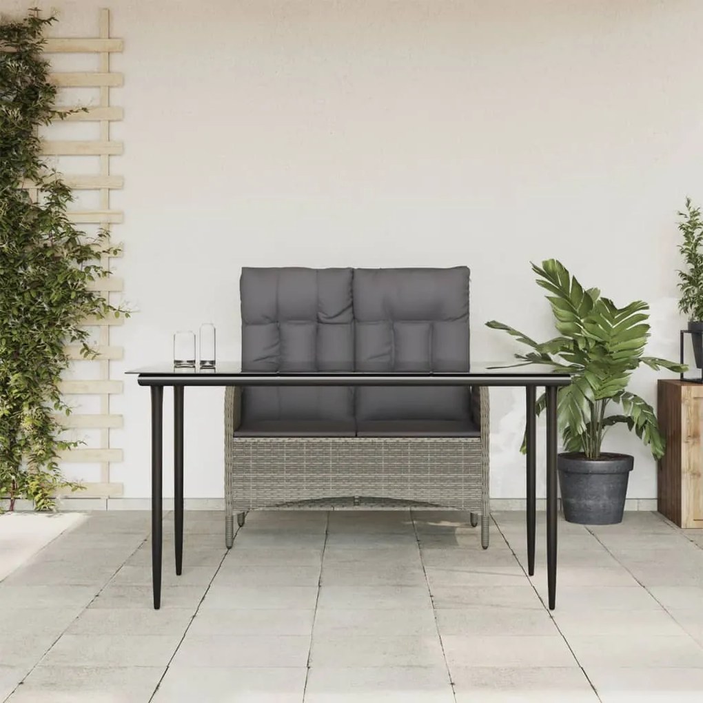 vidaXL Set mobilier de grădină cu perne, 2 piese, gri, poliratan