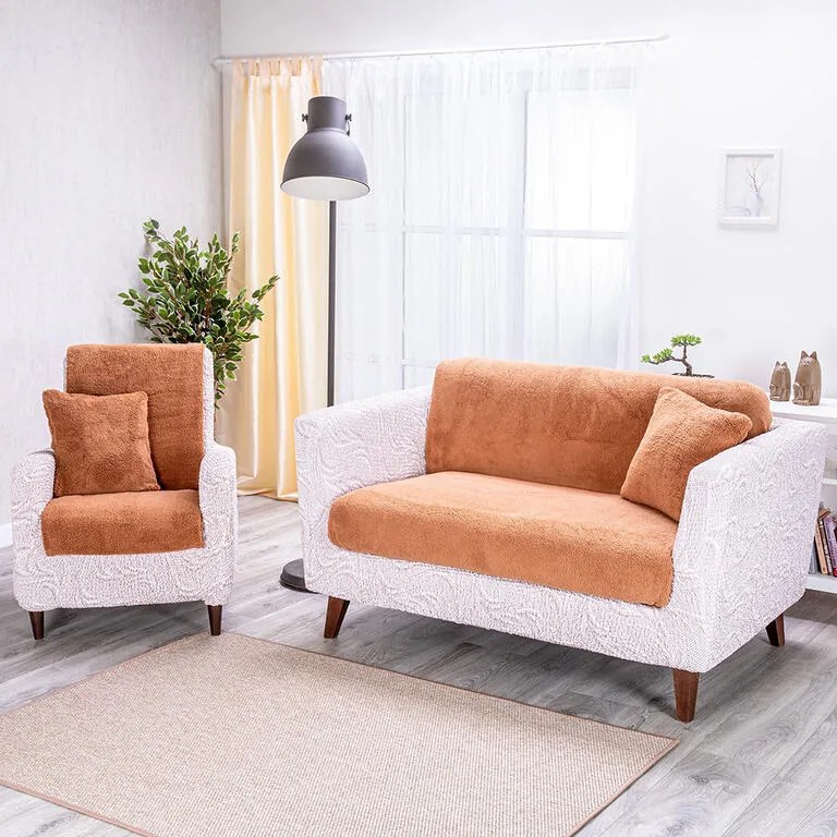 Cuverturi SHERPA culoarea alunei canapea