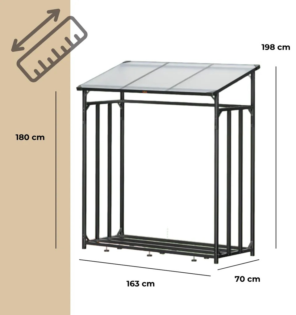 Adăpost pentru lemne de foc CORINA, 198x163x70cm, antracit/verde Gardebruk