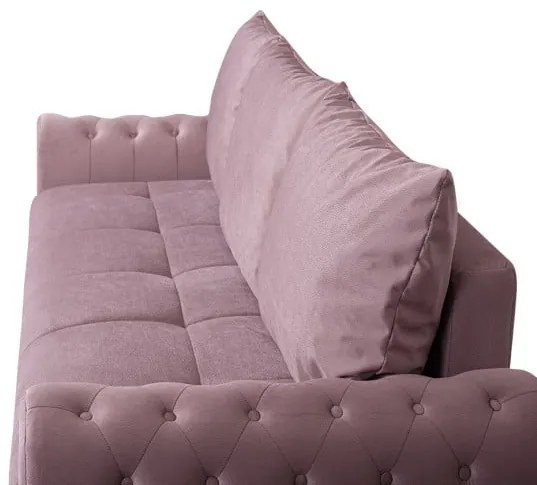 Canapea Extensibila Trendy, 3 Locuri, Lada Depozitare, Roz, 243 Cm