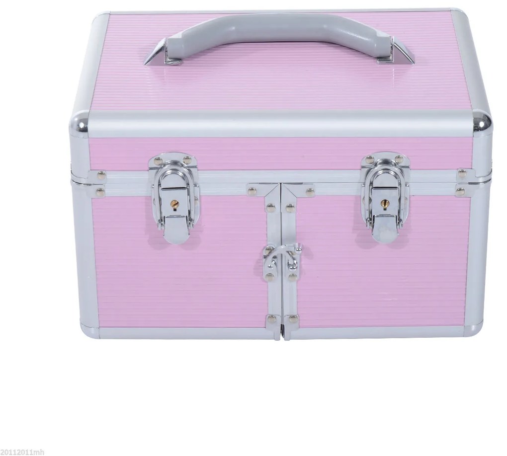 Maletín de Machiaj HOMCOM cu Organizator Cosmetice, Cutie Portabilă cu Compartimente, 29x21x20cm, Aluminiu | Aosom Romania