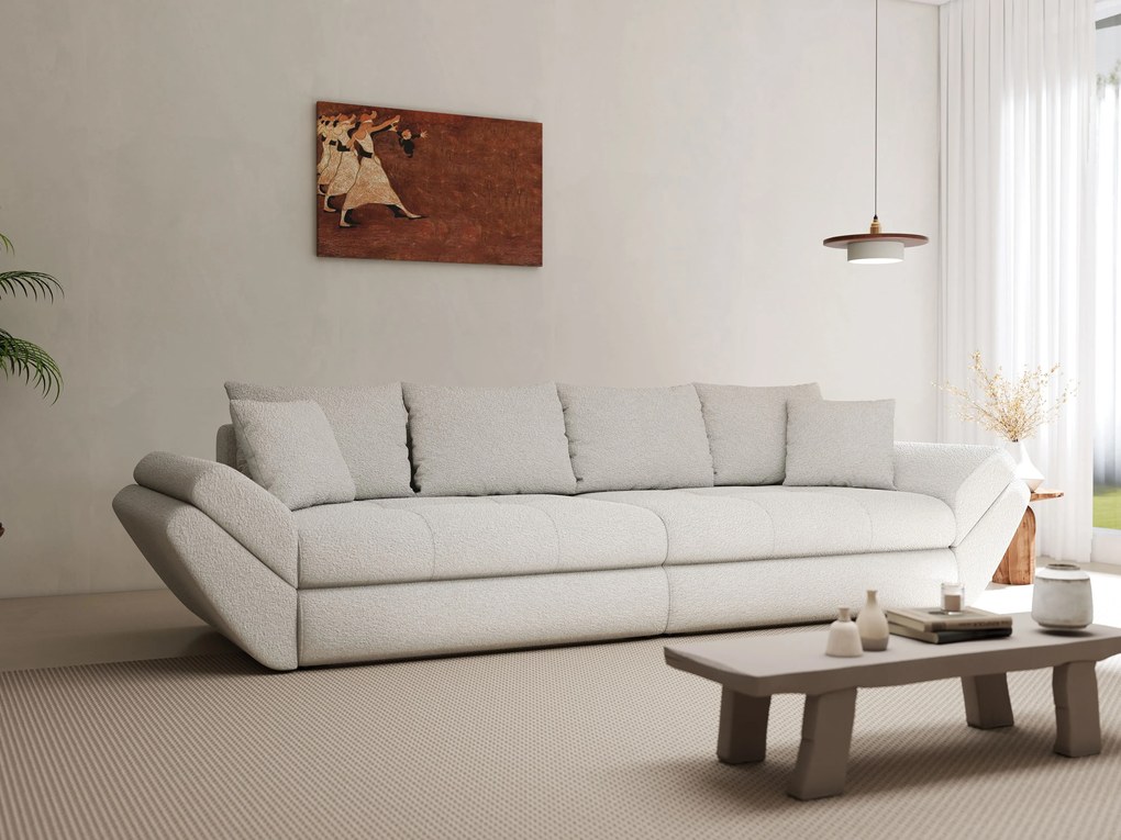 Canapea extensibilă dumonde cu ladă de depozitare si sezut confortabil din spuma high-density, Loana Euphoria Ivory 300x100 cm