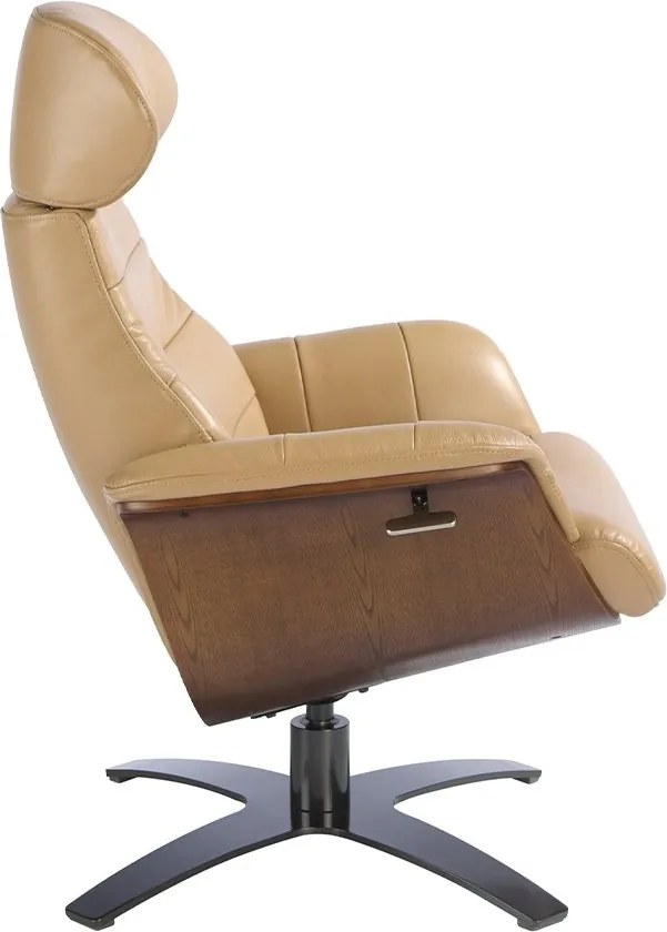 Fotoliu pivotant, functie relax, piele naturala si furnir de nuc George