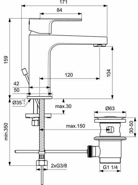 Baterie pentru lavoar Ideal Standard Cerafine D 105