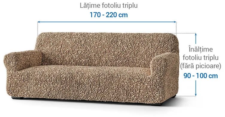 Huse bielastice FUCO bumbac bio alună fotoliu triplu (l. 170 - 220 cm)