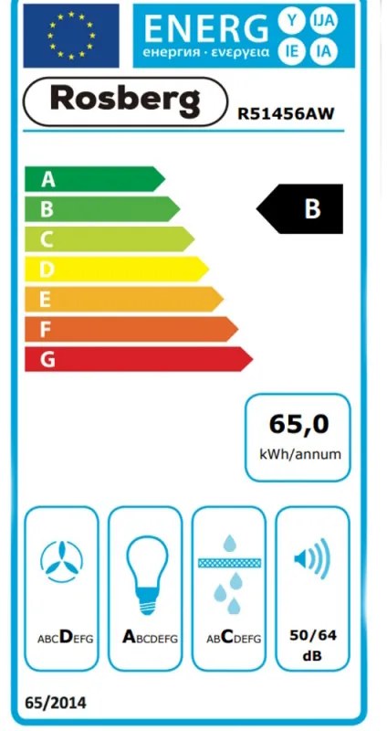 Hota Rosberg R51456AW, 190 W, 460 m3/h, 2 motoare, 2 filtre, Alb