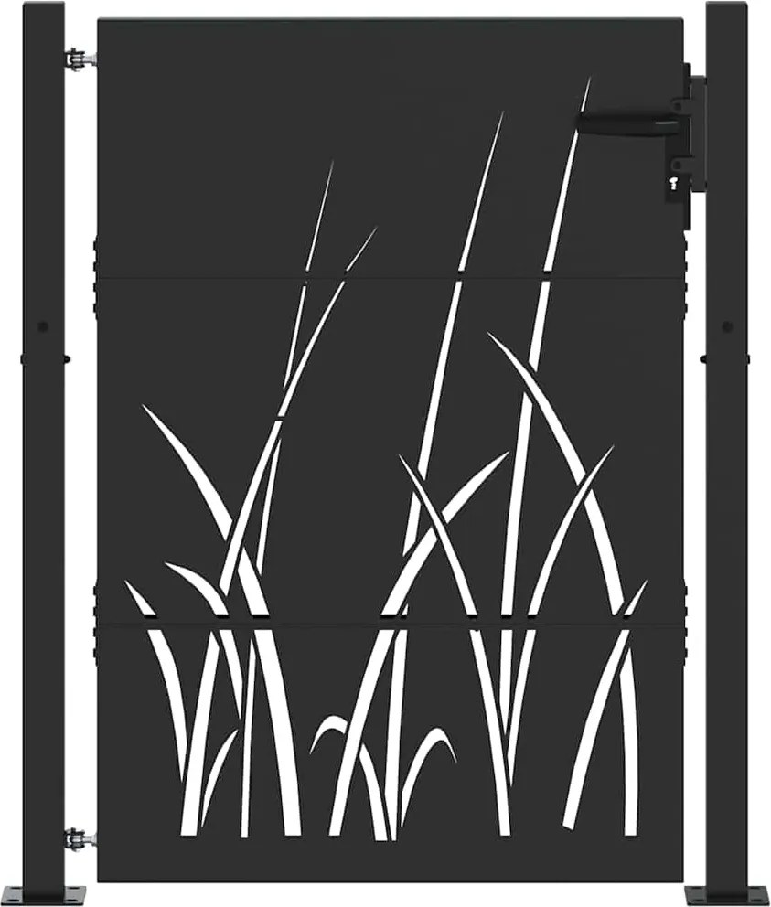 vidaXL Poartă de grădină Negru 100 x 125 cm Oțel vopsit în pulbere